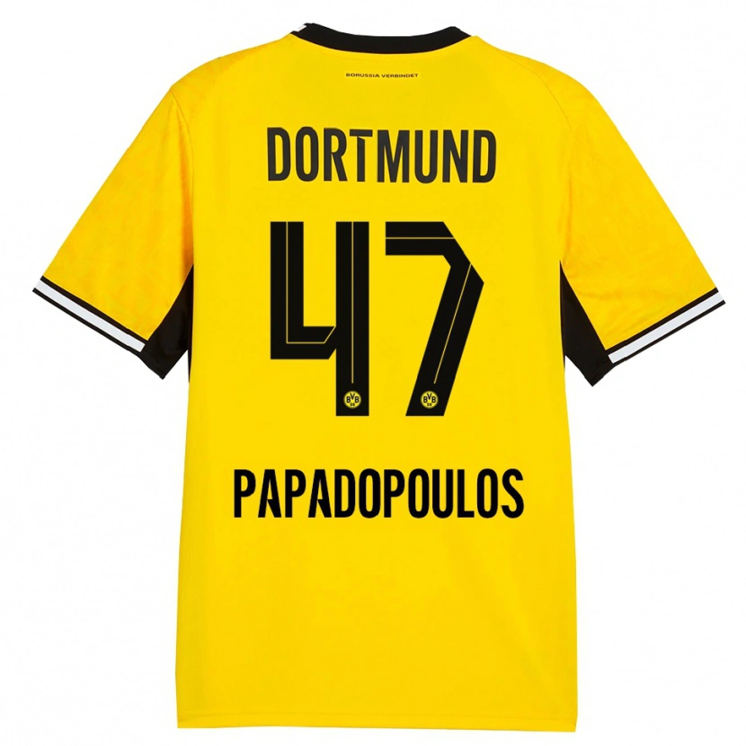 Danxen Mujer Camiseta Antonios Papadopoulos #47 Amarillo Negro Blanco 1ª Equipación 2026/27 La Camisa