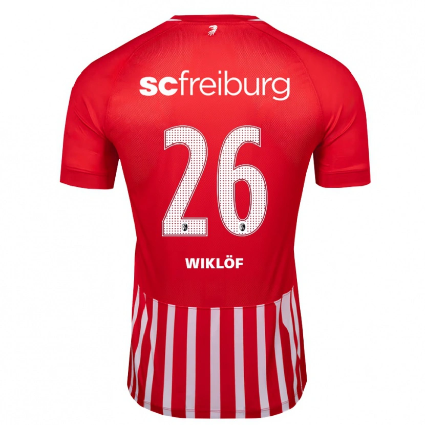 Danxen Mujer Camiseta Oscar Wiklöf #26 Rojo Blanco Negro 1ª Equipación 2026/27 La Camisa