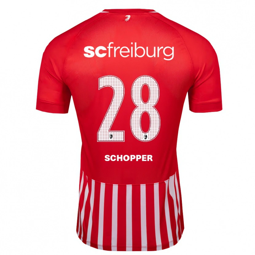 Danxen Mujer Camiseta David Schopper #28 Rojo Blanco Negro 1ª Equipación 2026/27 La Camisa