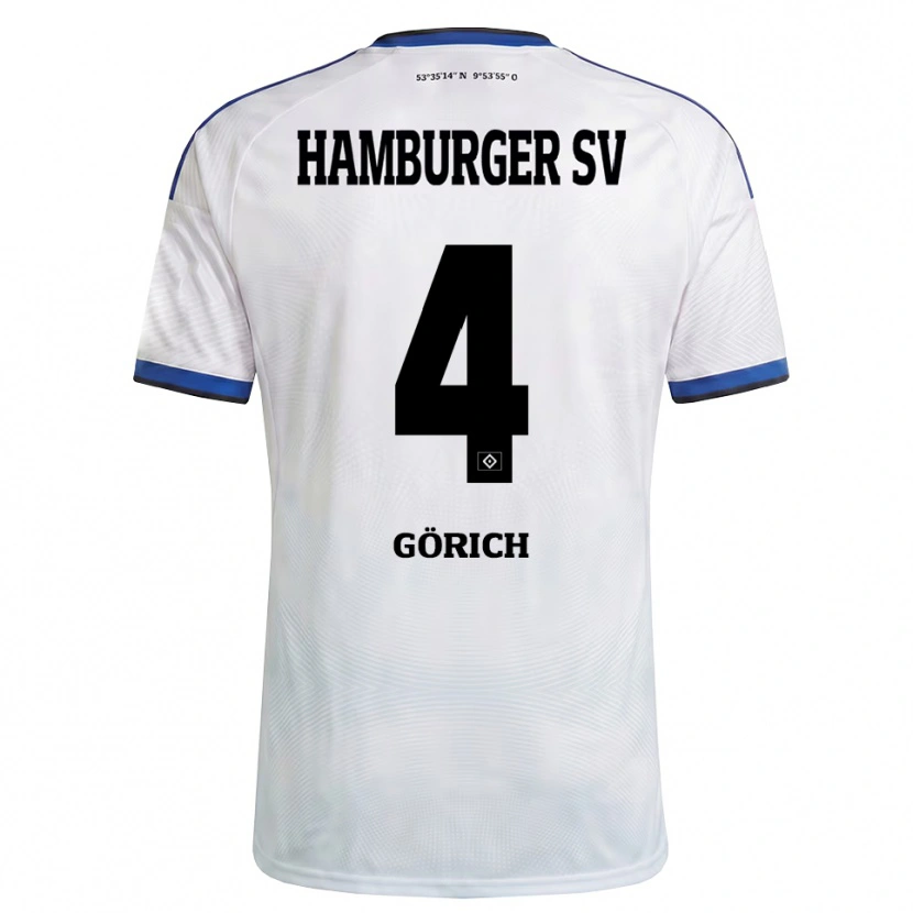 Danxen Mujer Camiseta Konrad Görich #4 Blanco Negro Azul 1ª Equipación 2026/27 La Camisa
