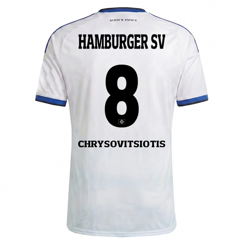 Danxen Mujer Camiseta Stefanos Chrysovitsiotis #8 Blanco Negro Azul 1ª Equipación 2026/27 La Camisa