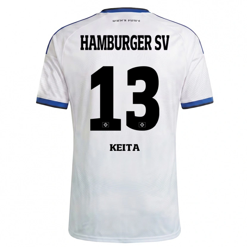 Danxen Mujer Camiseta Mory Keita #13 Blanco Negro Azul 1ª Equipación 2026/27 La Camisa