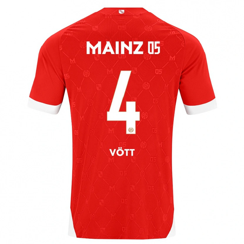 Danxen Mujer Camiseta Jakob Vött #4 Rojo Blanco 1ª Equipación 2026/27 La Camisa