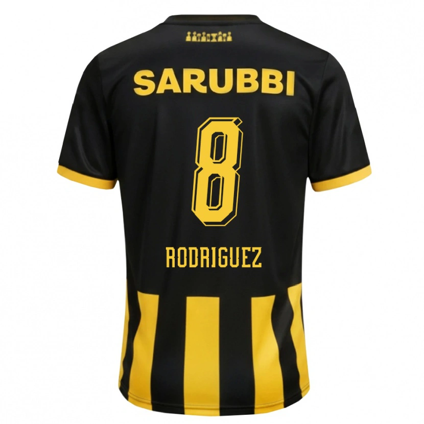 Danxen Mujer Camiseta Sebastián Rodríguez #8 Negro Amarillo 1ª Equipación 2026/27 La Camisa
