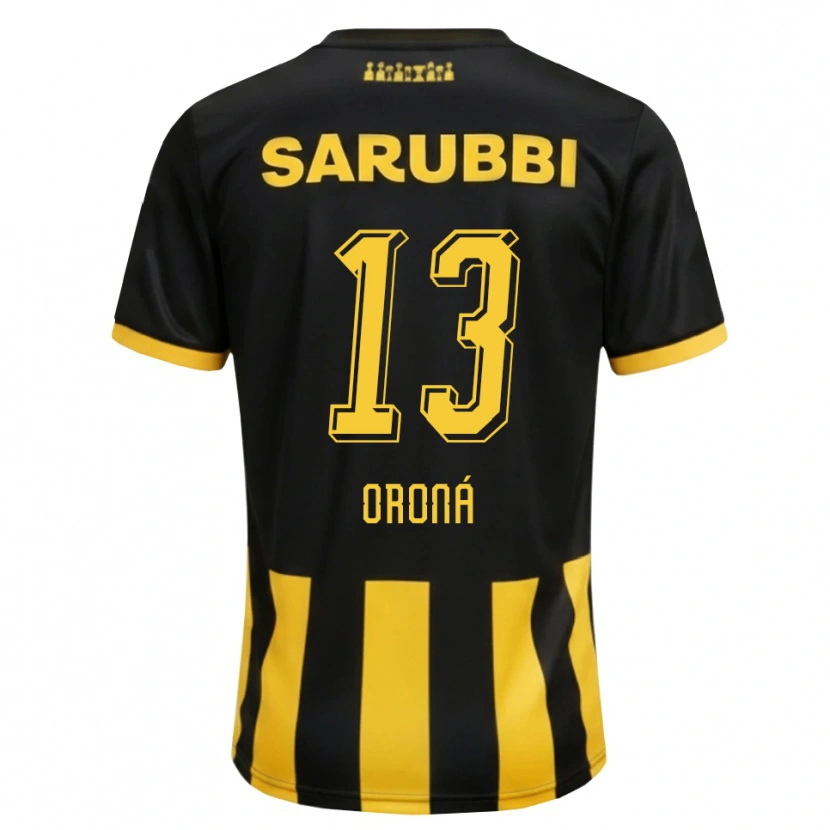 Danxen Mujer Camiseta Marco Oroná #13 Negro Amarillo 1ª Equipación 2026/27 La Camisa