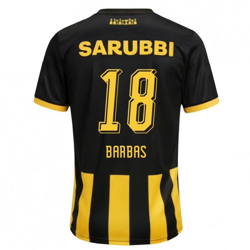 Danxen Mujer Camiseta Germán Barbas #18 Negro Amarillo 1ª Equipación 2026/27 La Camisa