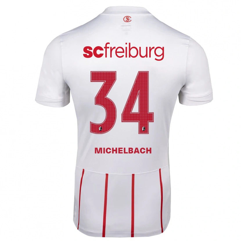 Danxen Mujer Camiseta Kilian Michelbach #34 Blanco Rojo Amarillo 2ª Equipación 2026/27 La Camisa