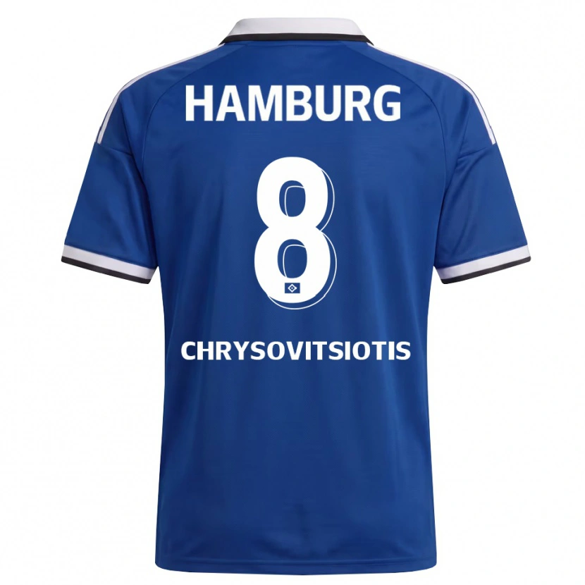 Danxen Mujer Camiseta Stefanos Chrysovitsiotis #8 Blanco Azul 2ª Equipación 2026/27 La Camisa