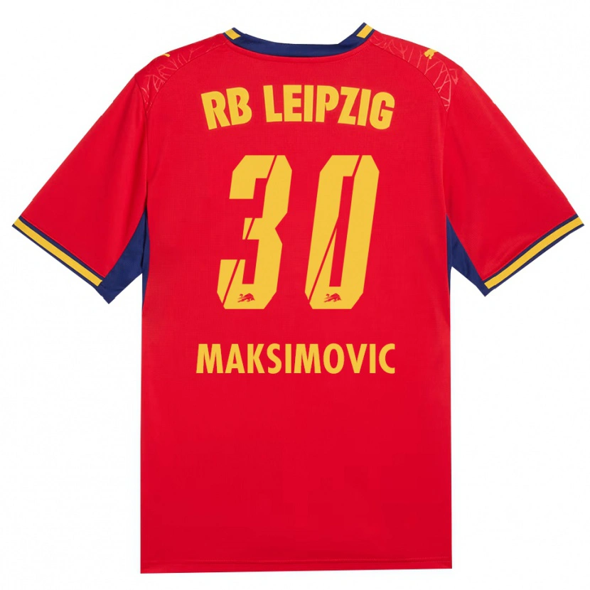 Danxen Mujer Camiseta Andrija Maksimovic #30 Azul Real Rojo Amarillo 2ª Equipación 2026/27 La Camisa