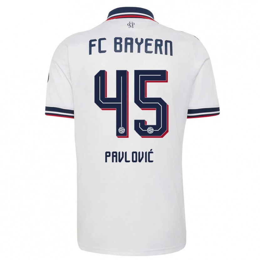 Danxen Mujer Camiseta Aleksandar Pavlovic #45 Gris Blanco Rojo 2ª Equipación 2026/27 La Camisa
