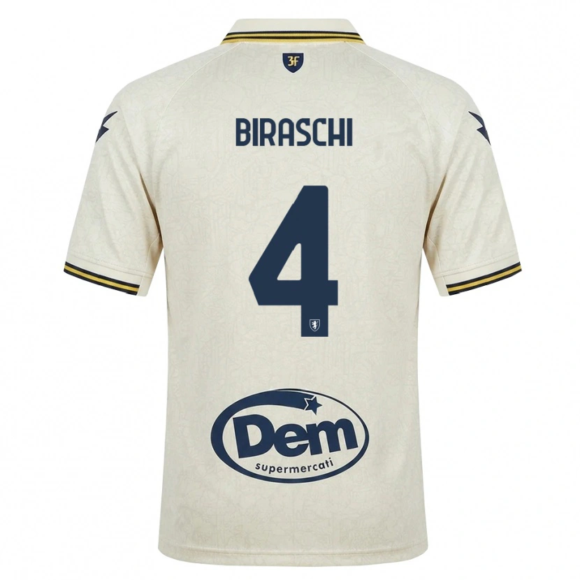 Danxen Mujer Camiseta Davide Biraschi #4 Oldlace Amarillo Negro 2ª Equipación 2026/27 La Camisa