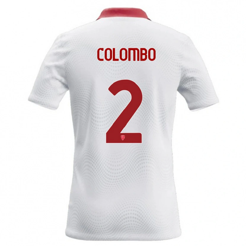 Danxen Mujer Camiseta Davide Colombo #2 Blanco Rojo 2ª Equipación 2026/27 La Camisa
