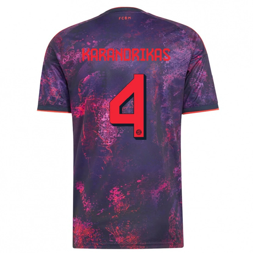 Danxen Mujer Camiseta Konstantinos Karandrikas #4 Rojo Morado Equipación Tercera 2026/27 La Camisa