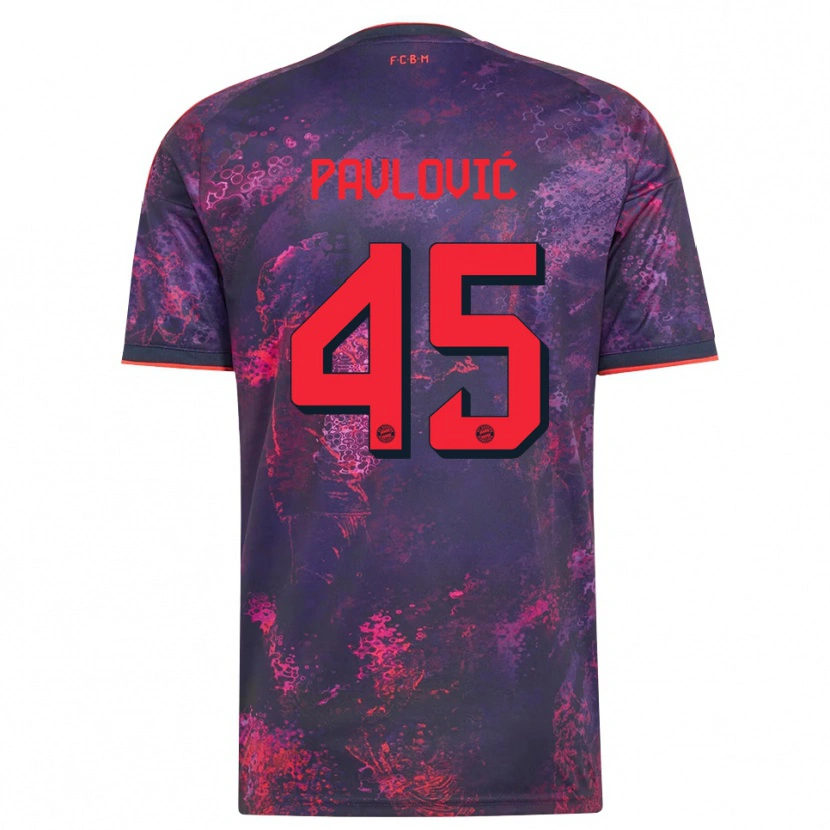 Danxen Mujer Camiseta Aleksandar Pavlovic #45 Rojo Morado Equipación Tercera 2026/27 La Camisa