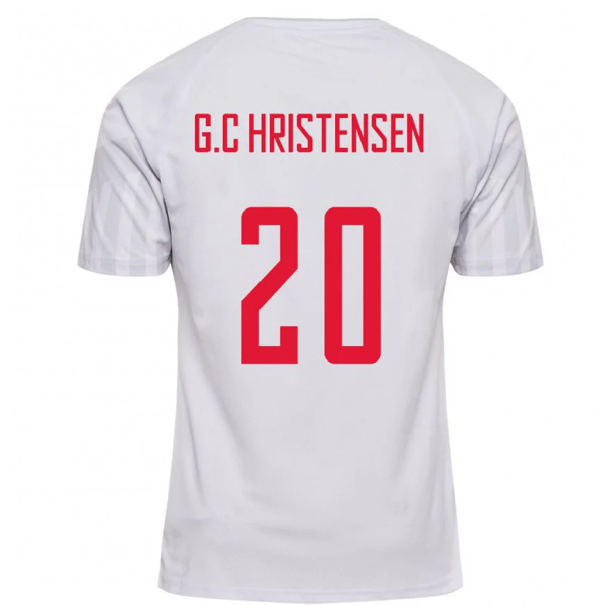 Danxen Mujer Camiseta Dinamarca Gustav Christensen #20 Blanco 2ª Equipación 22-24 La Camisa