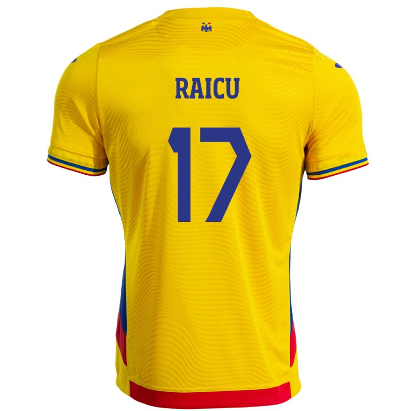 Danxen Niño Camiseta Rumania Alin Raicu #17 Amarillo 1ª Equipación 24-26 La Camisa