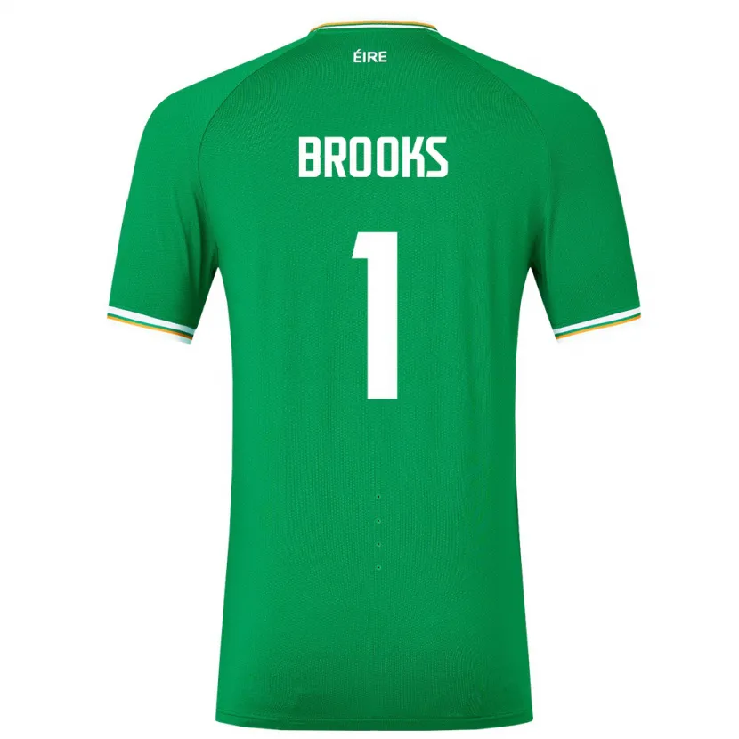 Danxen Niño Camiseta Irlanda Tiernan Brooks #1 Verde 1ª Equipación 24-26 La Camisa