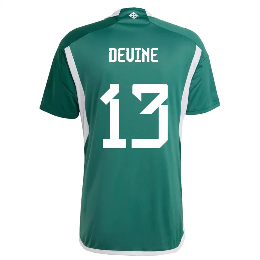 Danxen Niño Camiseta Irlanda Del Norte Senan Devine #13 Verde 1ª Equipación 24-26 La Camisa