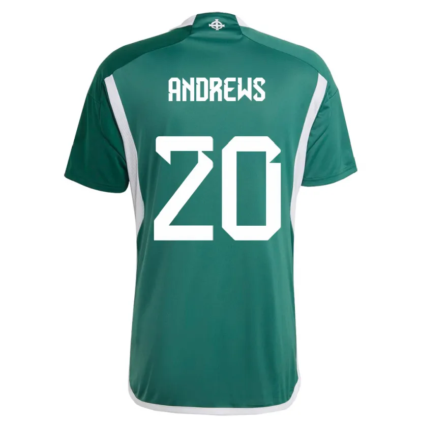 Danxen Niño Camiseta Irlanda Del Norte Joely Andrews #20 Verde 1ª Equipación 24-26 La Camisa