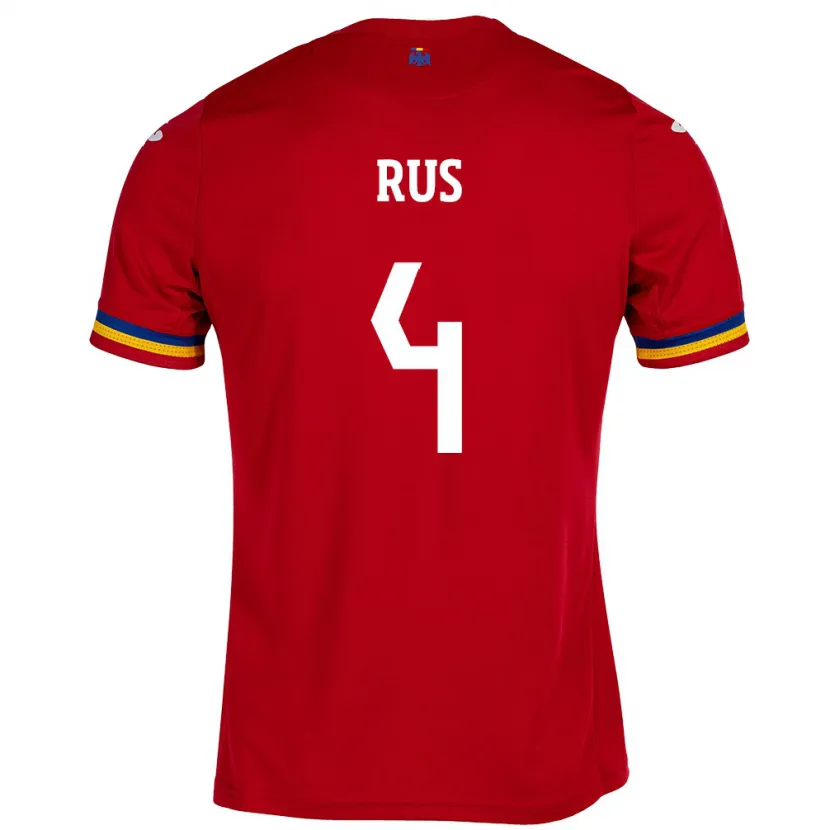 Danxen Niño Camiseta Rumania Adrian Rus #4 Rojo 2ª Equipación 24-26 La Camisa