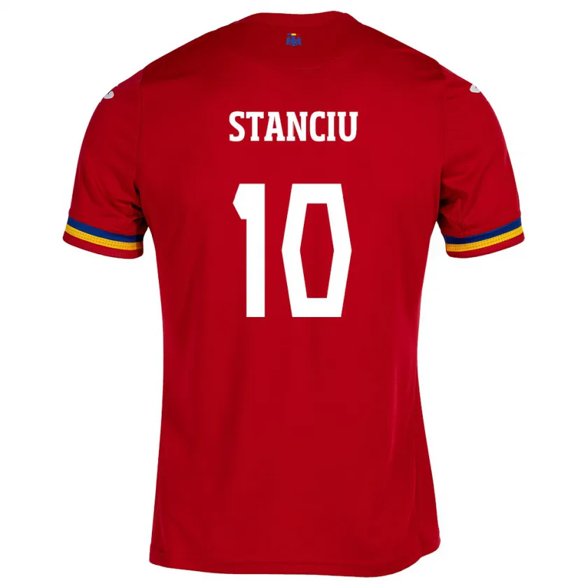 Danxen Niño Camiseta Rumania Nicolae Stanciu #10 Rojo 2ª Equipación 24-26 La Camisa