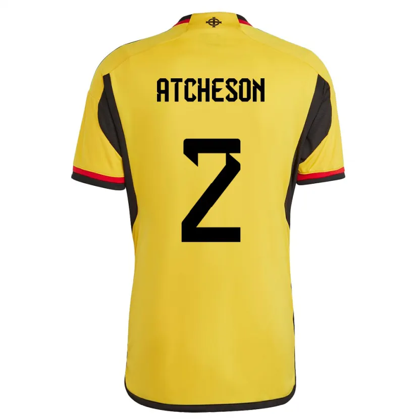 Danxen Niño Camiseta Irlanda Del Norte Tom Atcheson #2 Blanco 2ª Equipación 24-26 La Camisa