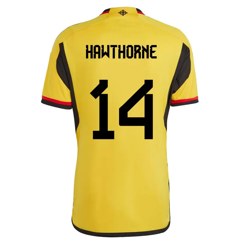 Danxen Niño Camiseta Irlanda Del Norte Keevan Hawthorne #14 Blanco 2ª Equipación 24-26 La Camisa