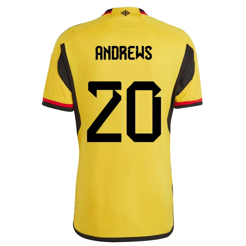 Danxen Niño Camiseta Irlanda Del Norte Joely Andrews #20 Blanco 2ª Equipación 24-26 La Camisa