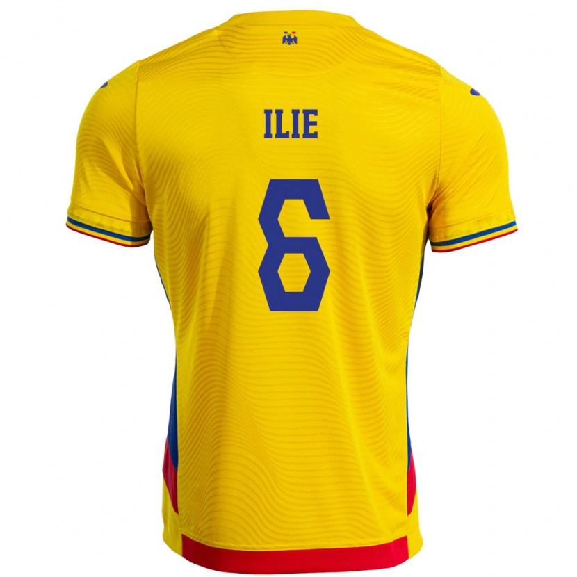 Danxen Hombre Camiseta Rumania Matei Ilie #6 Amarillo 1ª Equipación 24-26 La Camisa