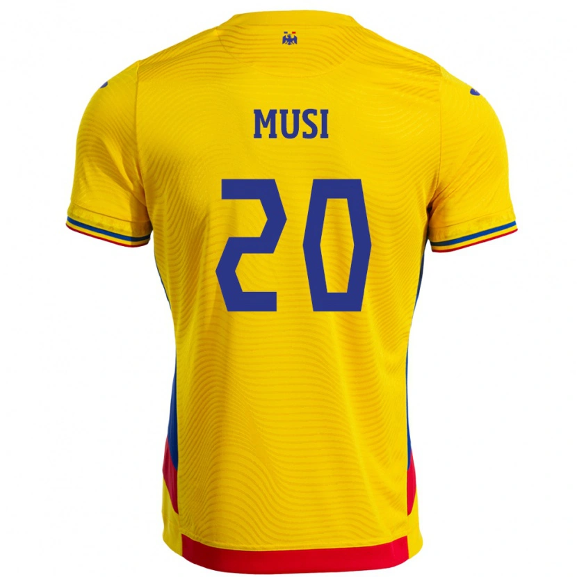 Danxen Hombre Camiseta Rumania Alexandru Musi #20 Amarillo 1ª Equipación 24-26 La Camisa