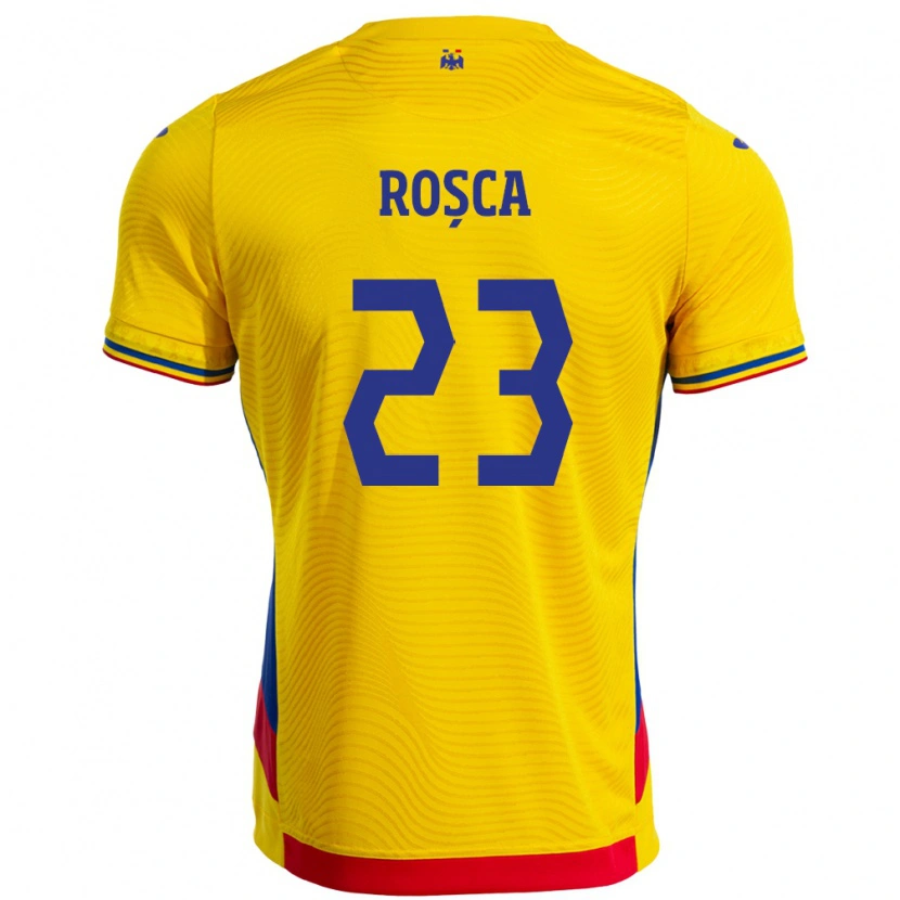 Danxen Hombre Camiseta Rumania Alexandru Roșca #23 Amarillo 1ª Equipación 24-26 La Camisa