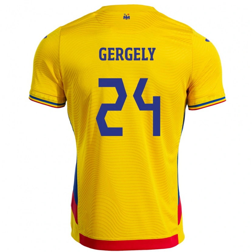 Danxen Hombre Camiseta Rumania Botond Gergely #24 Amarillo 1ª Equipación 24-26 La Camisa
