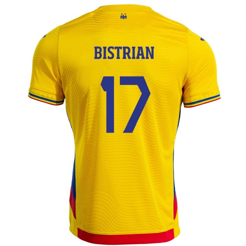 Danxen Hombre Camiseta Rumania Claudia Bistrian #17 Amarillo 1ª Equipación 24-26 La Camisa