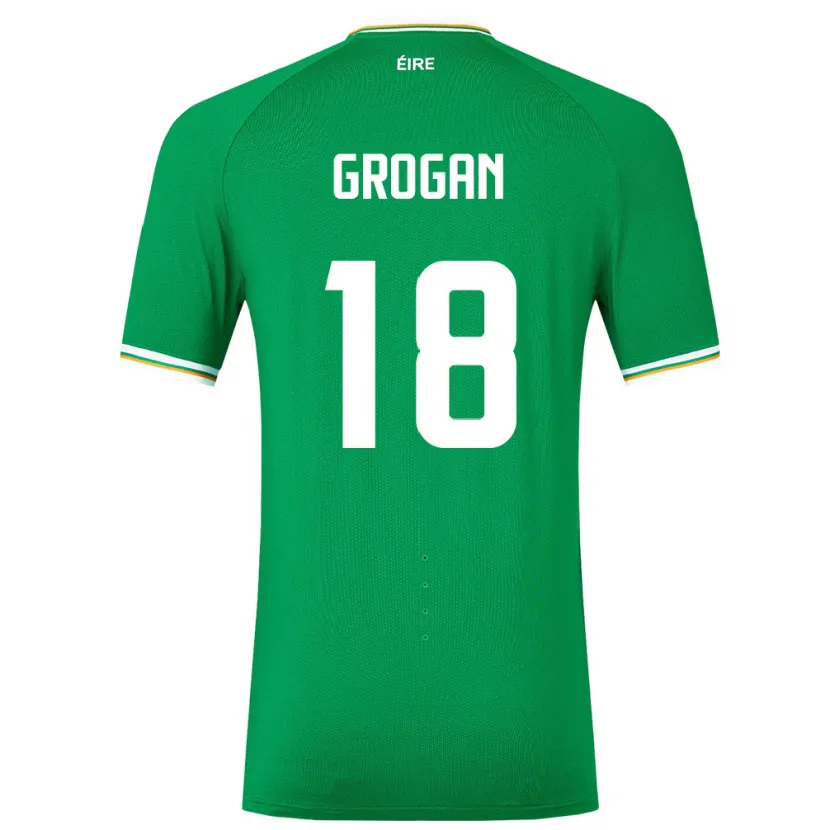 Danxen Hombre Camiseta Irlanda Christy Grogan #18 Verde 1ª Equipación 24-26 La Camisa