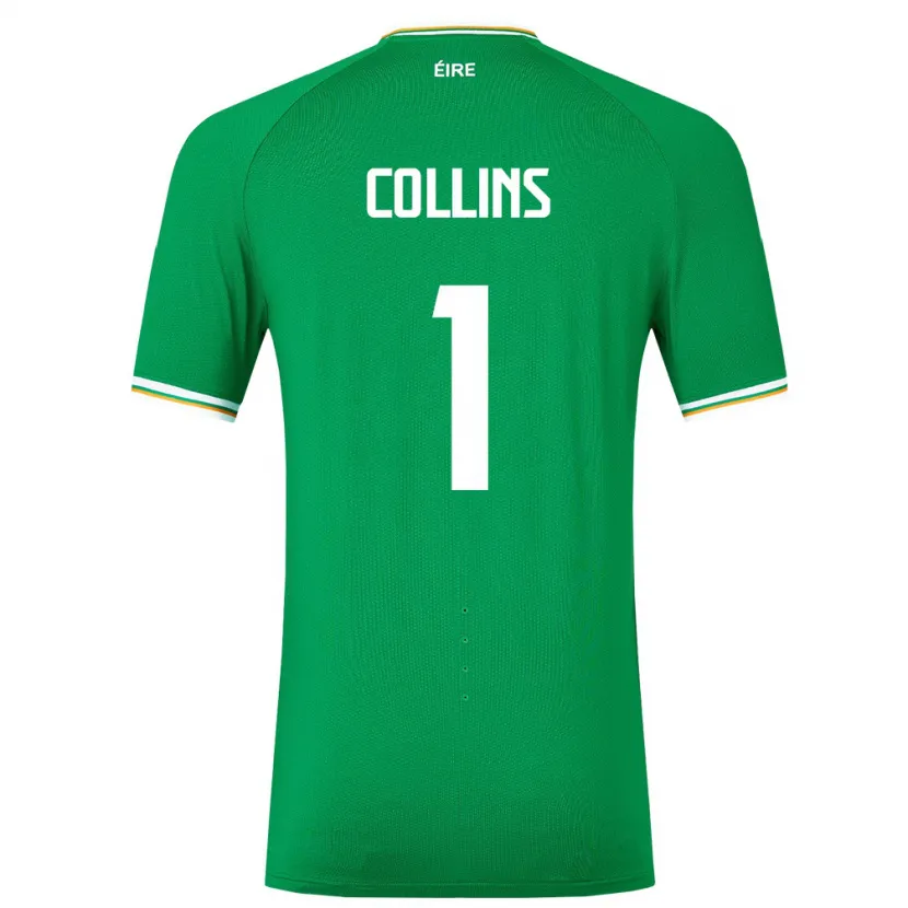 Danxen Hombre Camiseta Irlanda Joe Collins #1 Verde 1ª Equipación 24-26 La Camisa
