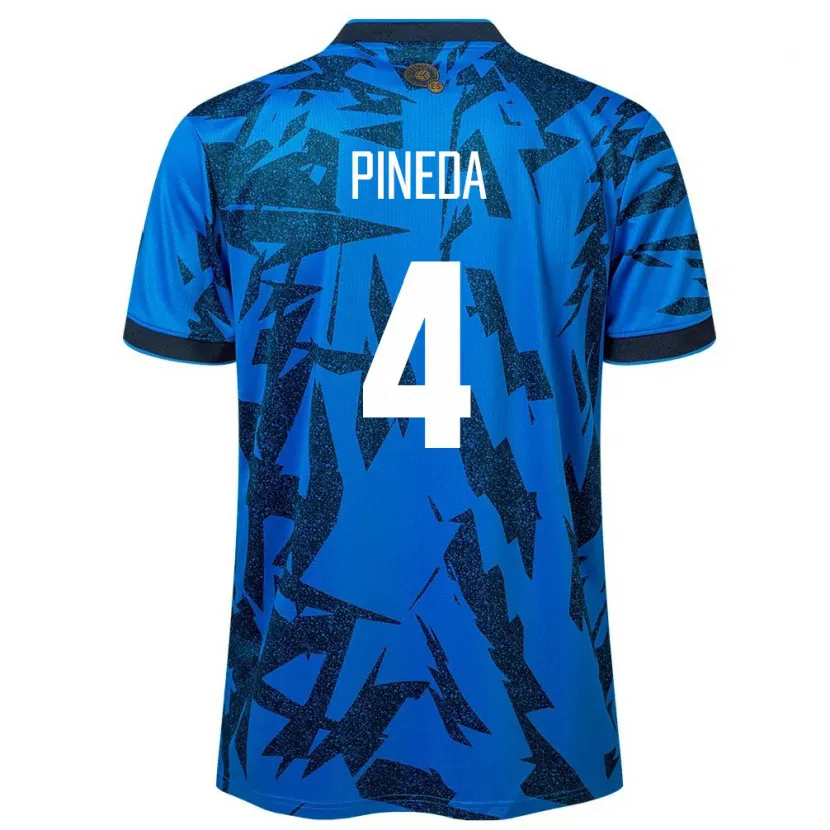 Danxen Hombre Camiseta El Salvador Wálter Pineda #4 Azul 1ª Equipación 24-26 La Camisa