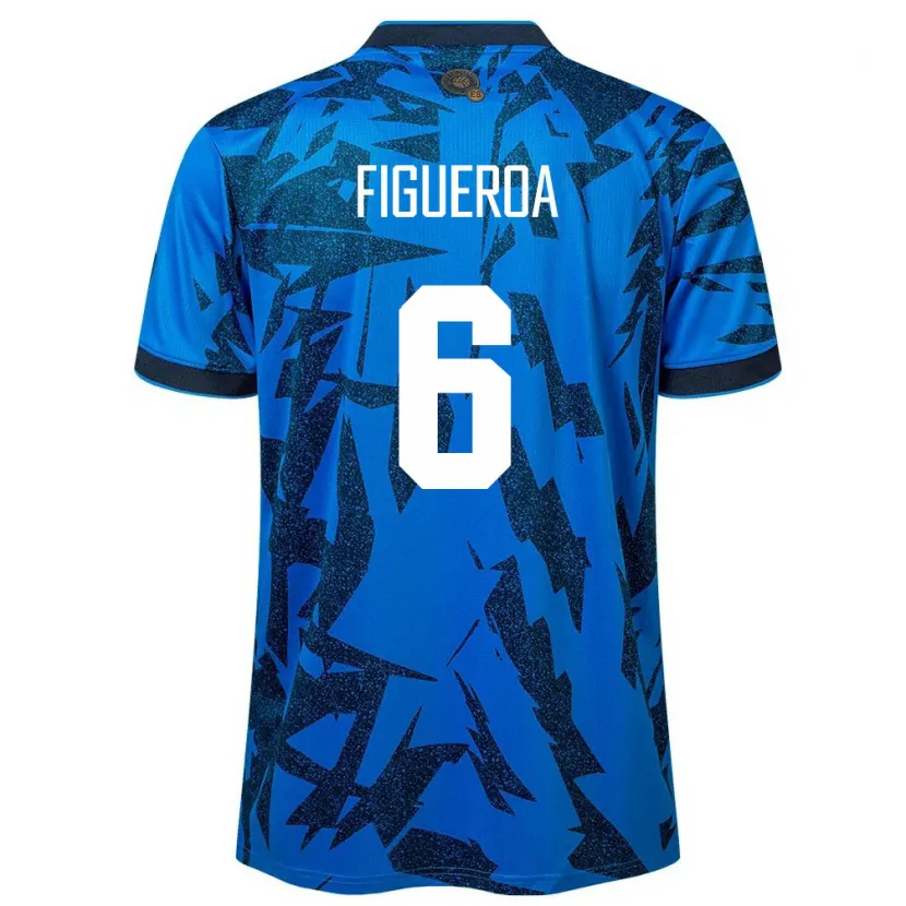 Danxen Hombre Camiseta El Salvador Elder Figueroa #6 Azul 1ª Equipación 24-26 La Camisa