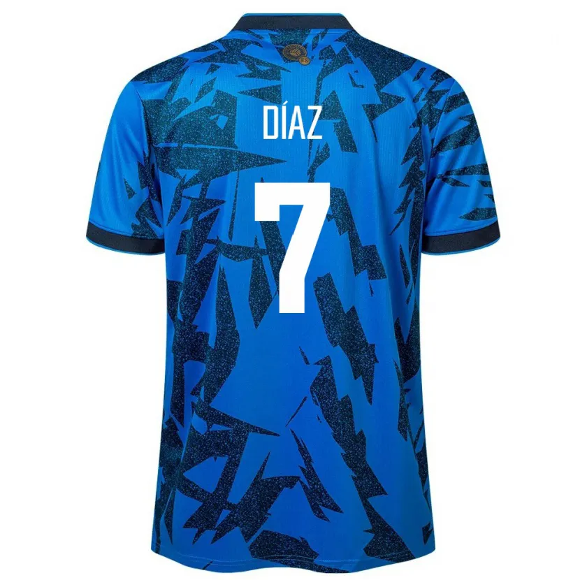 Danxen Hombre Camiseta El Salvador Nelson Díaz #7 Azul 1ª Equipación 24-26 La Camisa