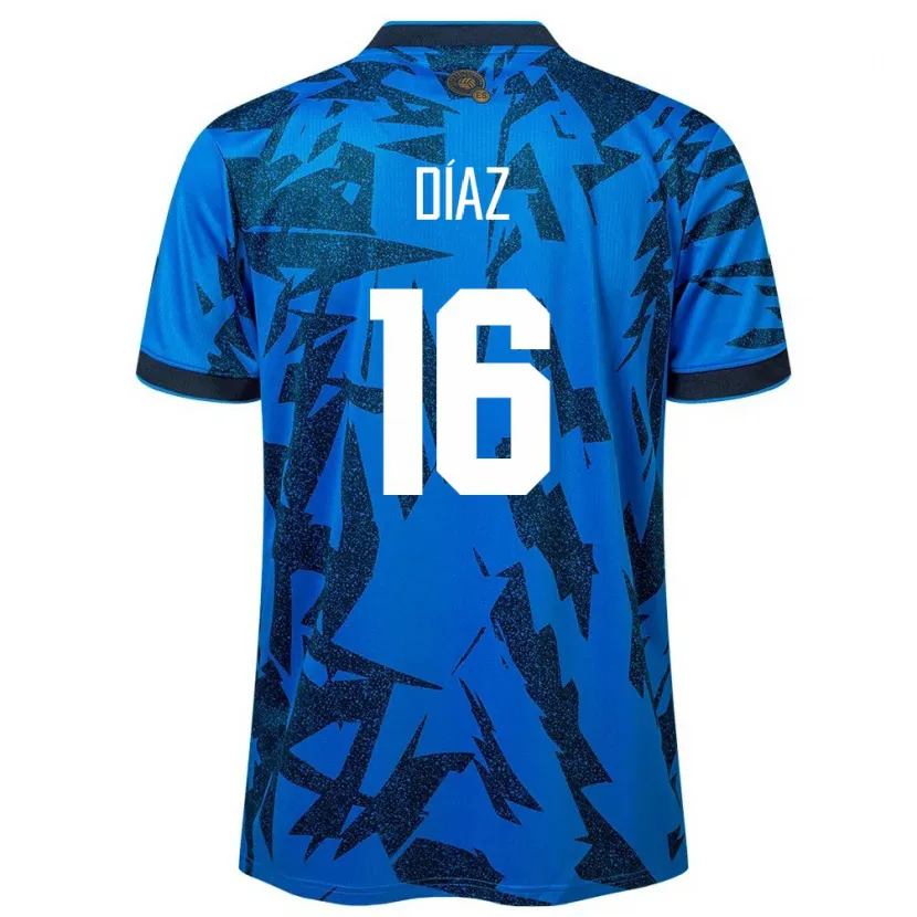 Danxen Hombre Camiseta El Salvador Wilber Díaz #16 Azul 1ª Equipación 24-26 La Camisa