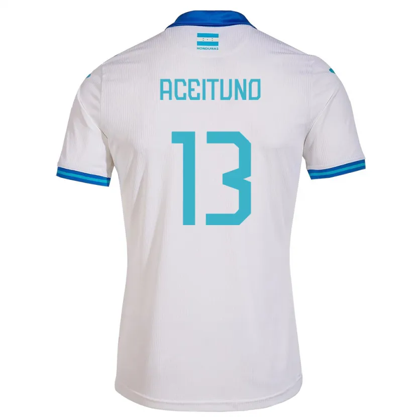 Danxen Hombre Camiseta Honduras Marco Aceituno #13 Blanco 1ª Equipación 24-26 La Camisa
