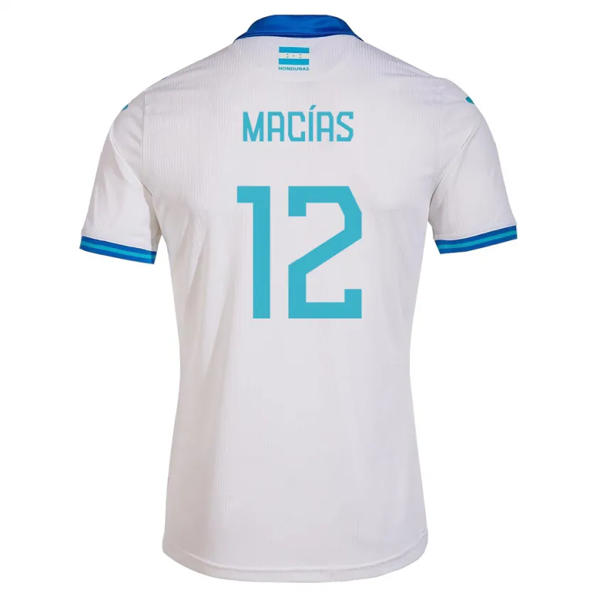 Danxen Hombre Camiseta Honduras Owen Macías #12 Blanco 1ª Equipación 24-26 La Camisa