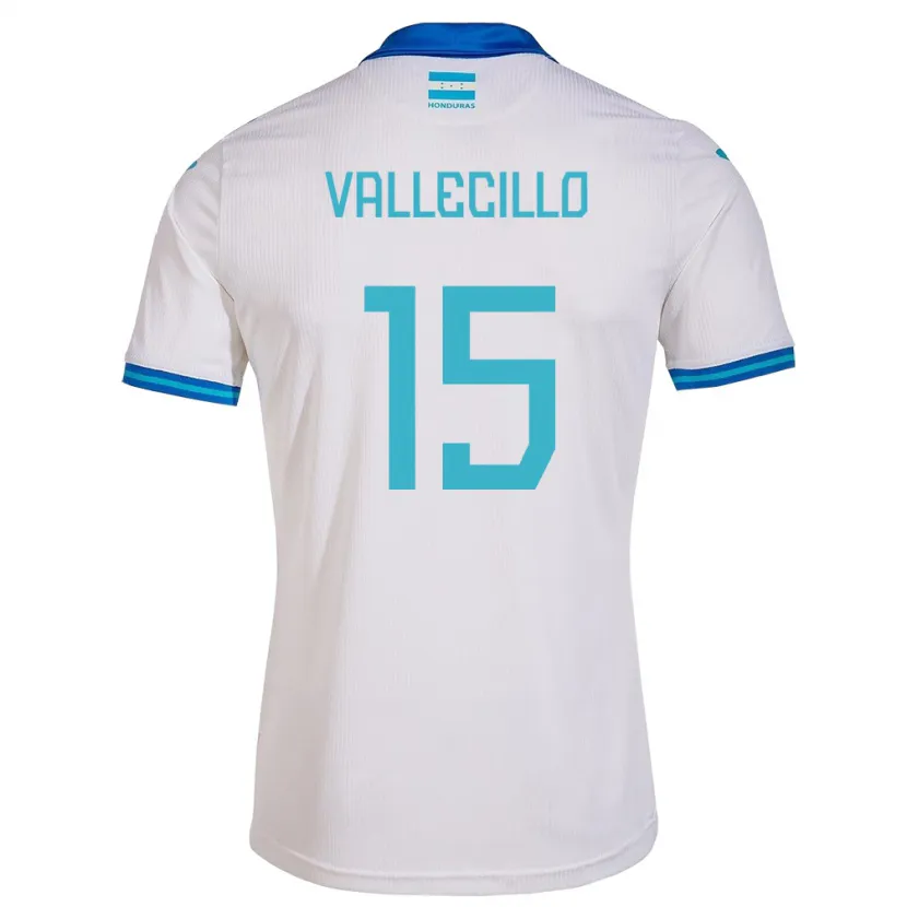 Danxen Hombre Camiseta Honduras Eric Vallecillo #15 Blanco 1ª Equipación 24-26 La Camisa