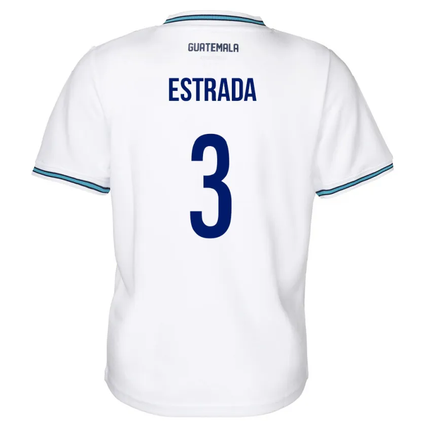 Danxen Hombre Camiseta Guatemala Carlos Estrada #3 Blanco 1ª Equipación 24-26 La Camisa
