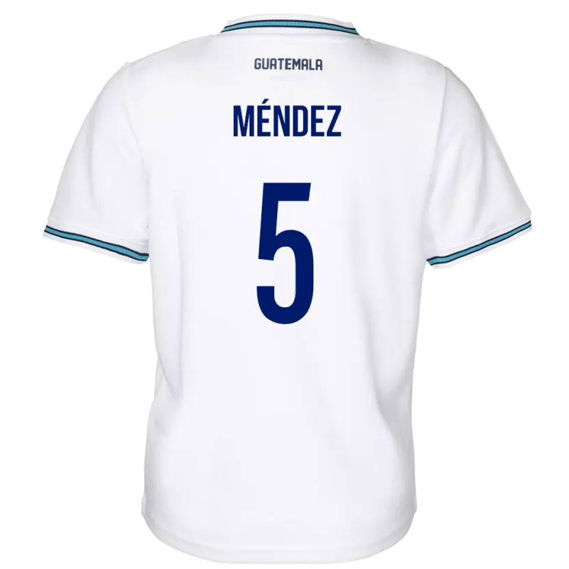 Danxen Hombre Camiseta Guatemala Diego Méndez #5 Blanco 1ª Equipación 24-26 La Camisa