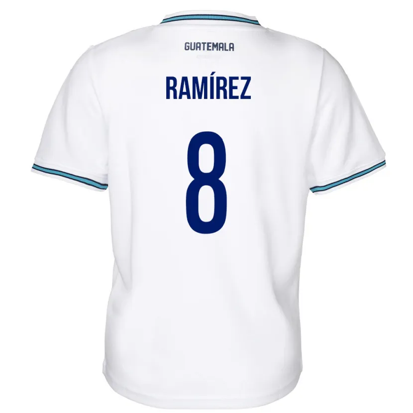 Danxen Hombre Camiseta Guatemala Dennis Ramírez #8 Blanco 1ª Equipación 24-26 La Camisa