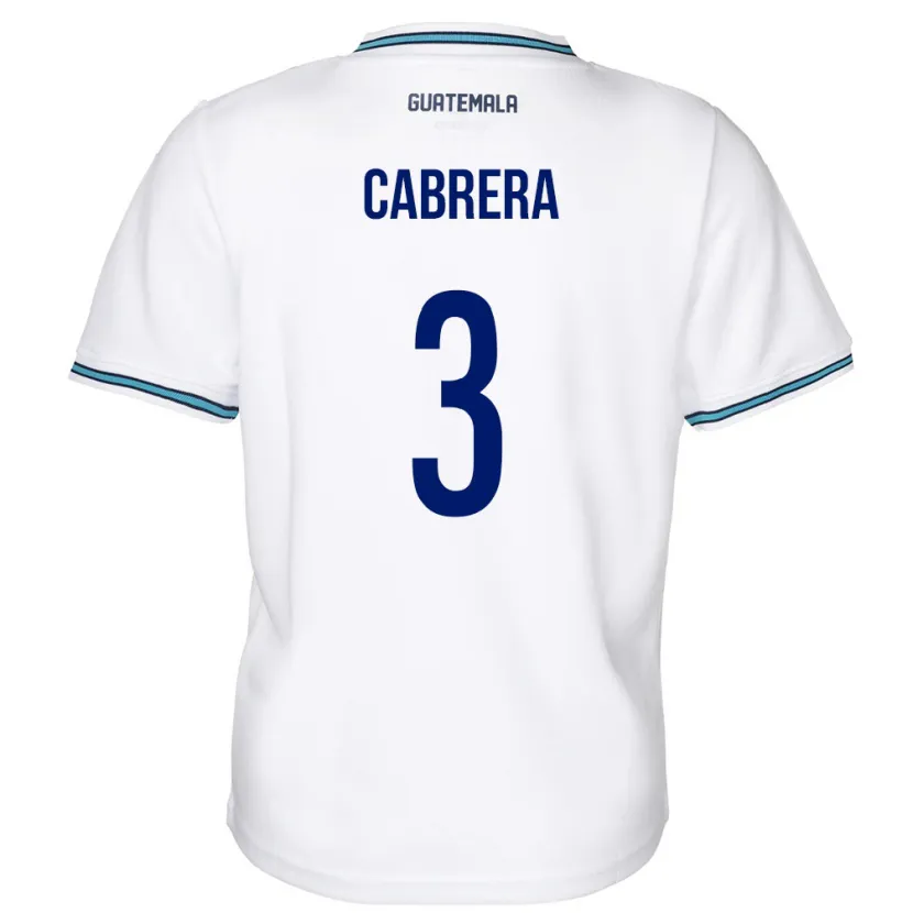 Danxen Hombre Camiseta Guatemala Gabriel Cabrera #3 Blanco 1ª Equipación 24-26 La Camisa