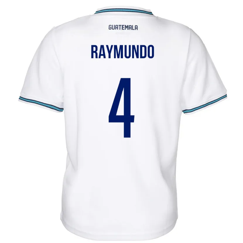 Danxen Hombre Camiseta Guatemala Cristopher Raymundo #4 Blanco 1ª Equipación 24-26 La Camisa