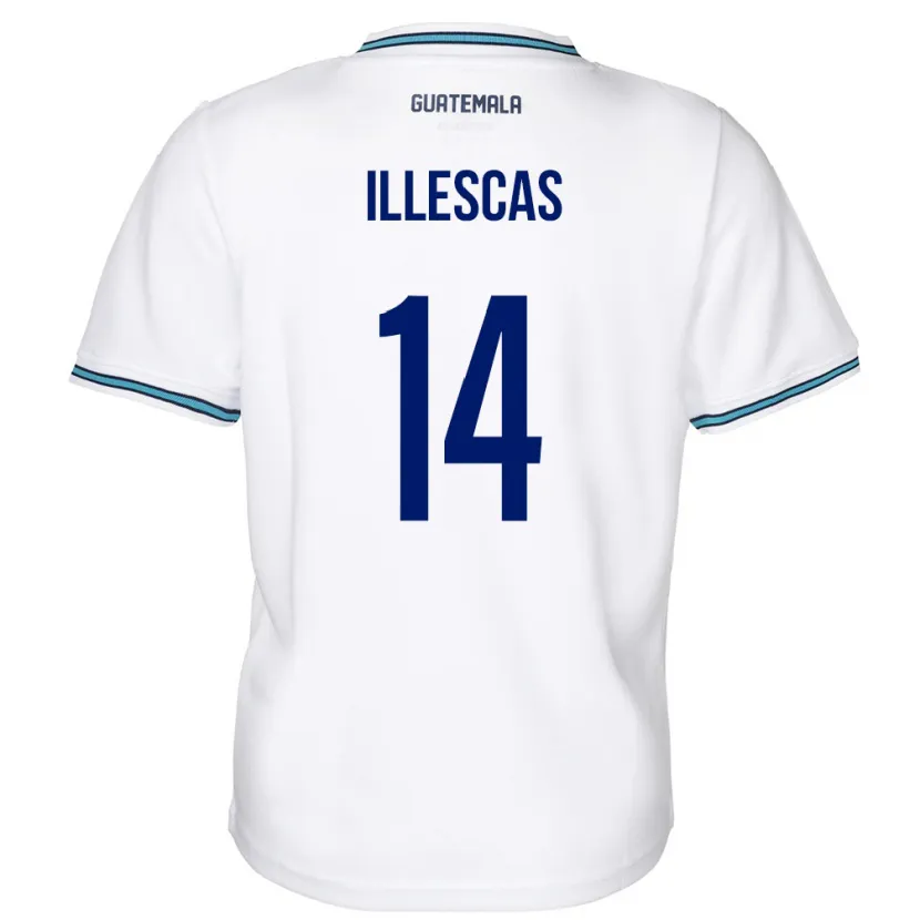 Danxen Hombre Camiseta Guatemala Kevin Illescas #14 Blanco 1ª Equipación 24-26 La Camisa