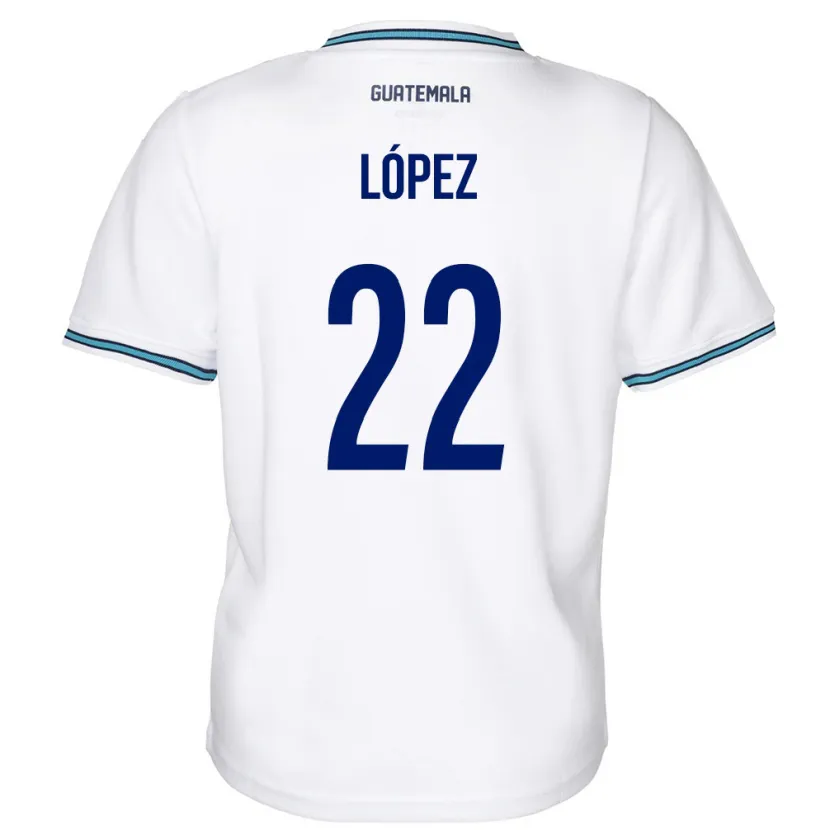 Danxen Hombre Camiseta Guatemala Whitney López #22 Blanco 1ª Equipación 24-26 La Camisa