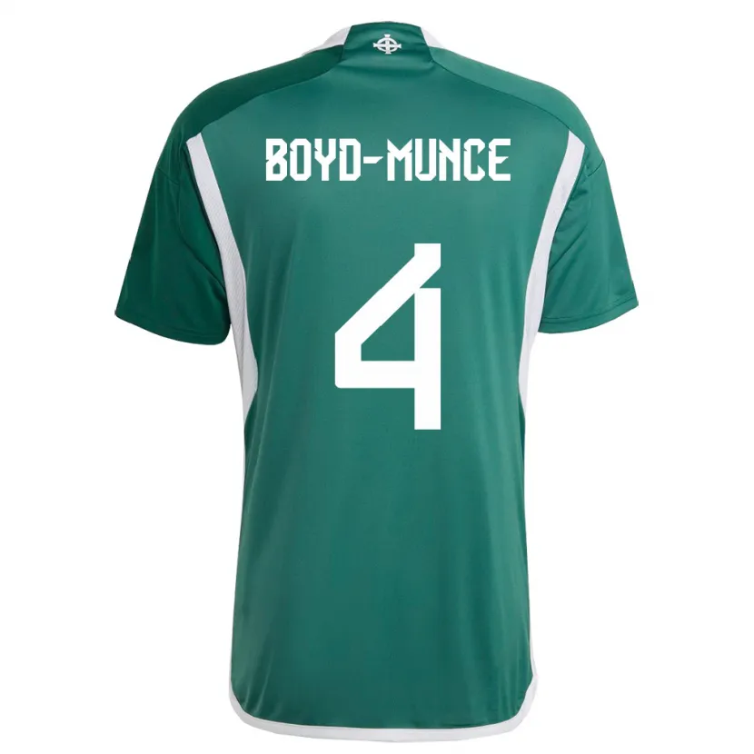 Danxen Hombre Camiseta Irlanda Del Norte Caolan Boyd-Munce #4 Verde 1ª Equipación 24-26 La Camisa